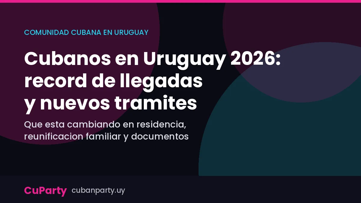 Bandera de Uruguay y documentos de tramites migratorios sobre un escritorio, representando la migracion cubana hacia Uruguay