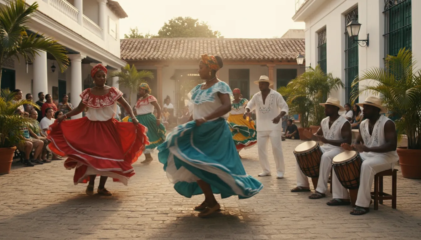 Músicos cubanos tocando rumba y tambores